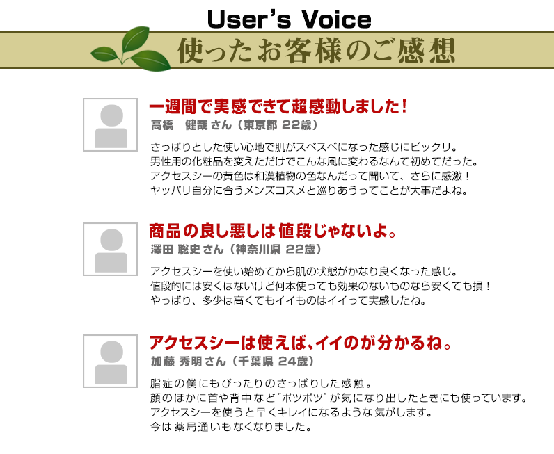 使ったお客様のご感想：アクセスシー